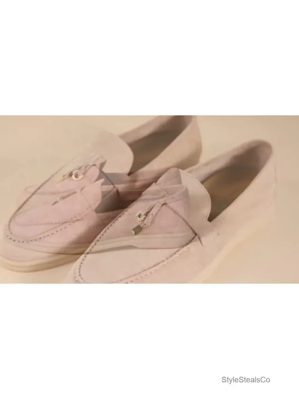 Genuine Suede Leather Loafers with Charm Accents Comfort Footbed